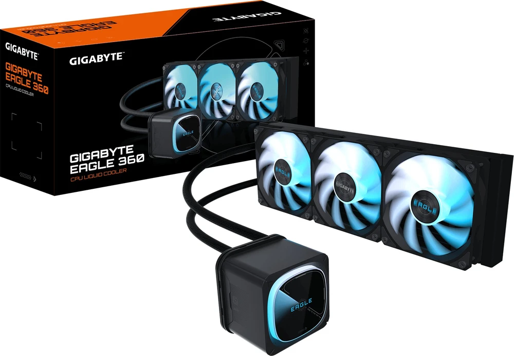 Gigabyte Eagle 360 skysčio aušintuvas su RGB ventiliatoriais