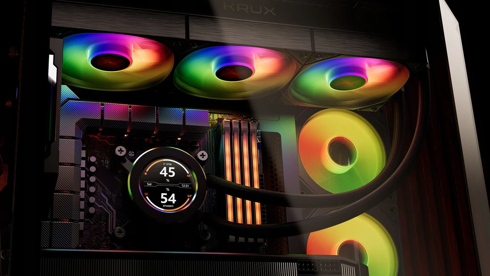 Krux HydroGlance 360 LCD aušinimo sistema su RGB apšvietimu