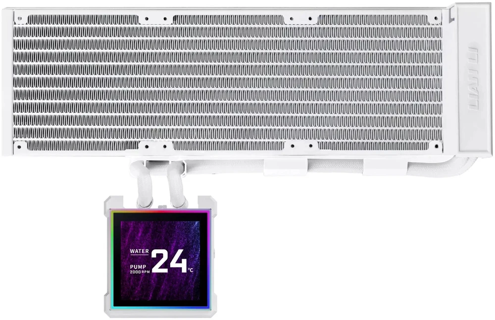 Lian Li HydroShift II LCD-S 360N AiO Vanduo Cooling, RGB, LCD ekranas – be ventiliatorių, 360 mm, baltas