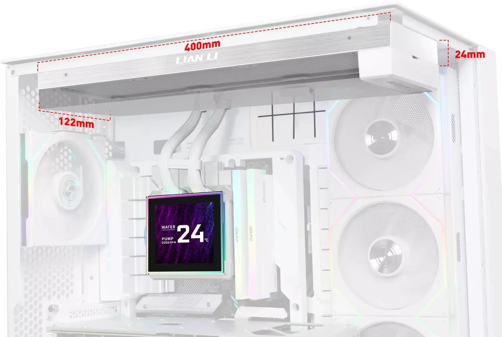 Lian Li HydroShift II LCD-S 360N AiO Vanduo Cooling, RGB, LCD ekranas – be ventiliatorių, 360 mm, baltas