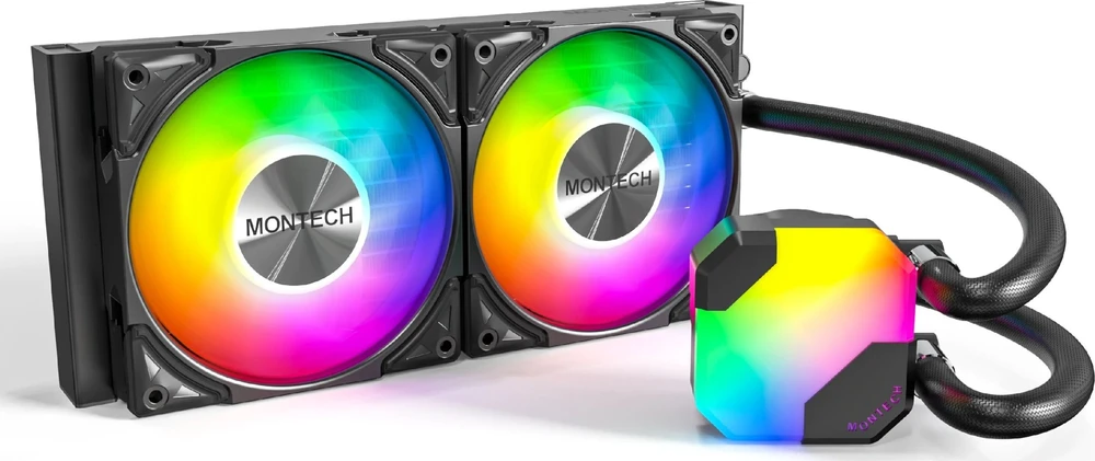„Montech Hyper Flow ARGB AIO“ vandens aušinimas, juodos spalvos - 240 mm