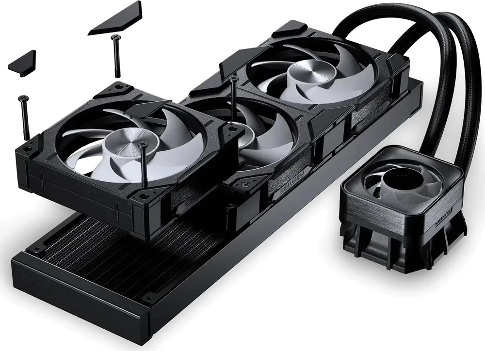 PHANTEKS Glacier One 360D30 X2 DRGB All-in-One Liquid Cooler – 360mm, juodos spalvos