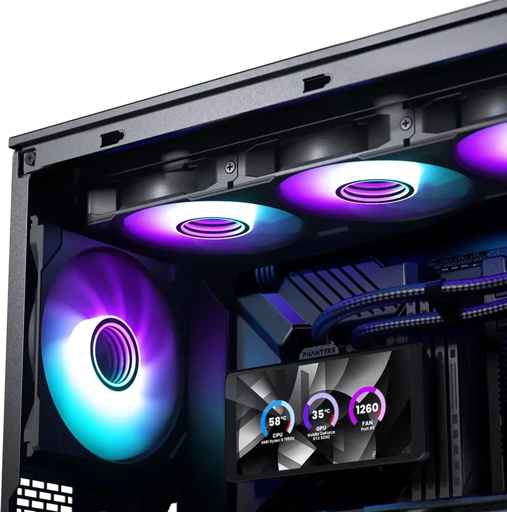 Phanteks Glacier One 360M25 LCD AiO Vanduo Cooling, 6-Inch Ekranas – 360mm, Juodas