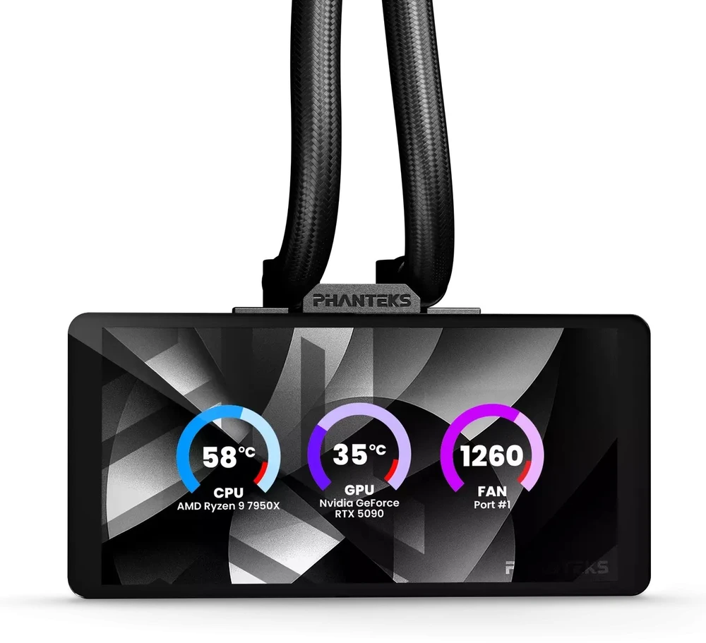 Phanteks Glacier One 360M25 LCD AiO Vanduo Cooling, 6-Inch Ekranas – 360mm, Juodas
