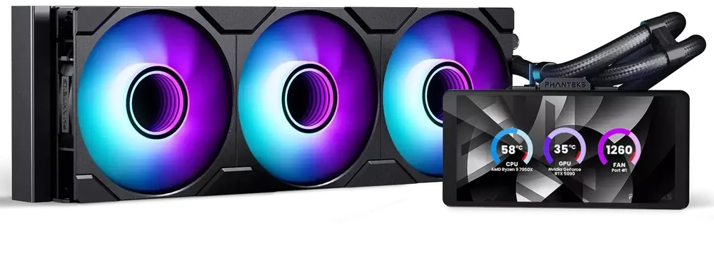 Phanteks Glacier One 360M25 LCD AiO Vanduo Cooling, 6-Inch Ekranas – 360mm, Juodas