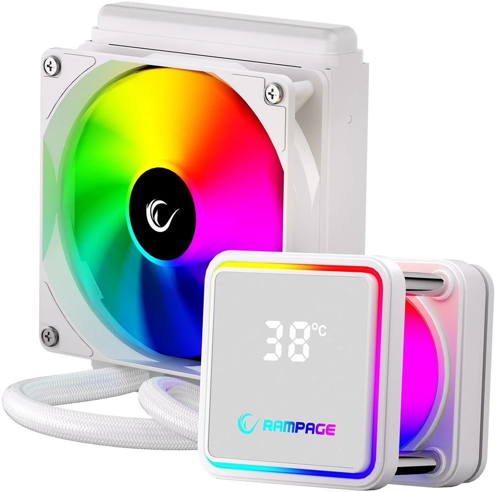 CPU aušintuvas RAMPAGE INFINITE V120 Baltas ARGB INTEL LGA1700/AMD AM5 120mm Liquid Cooler