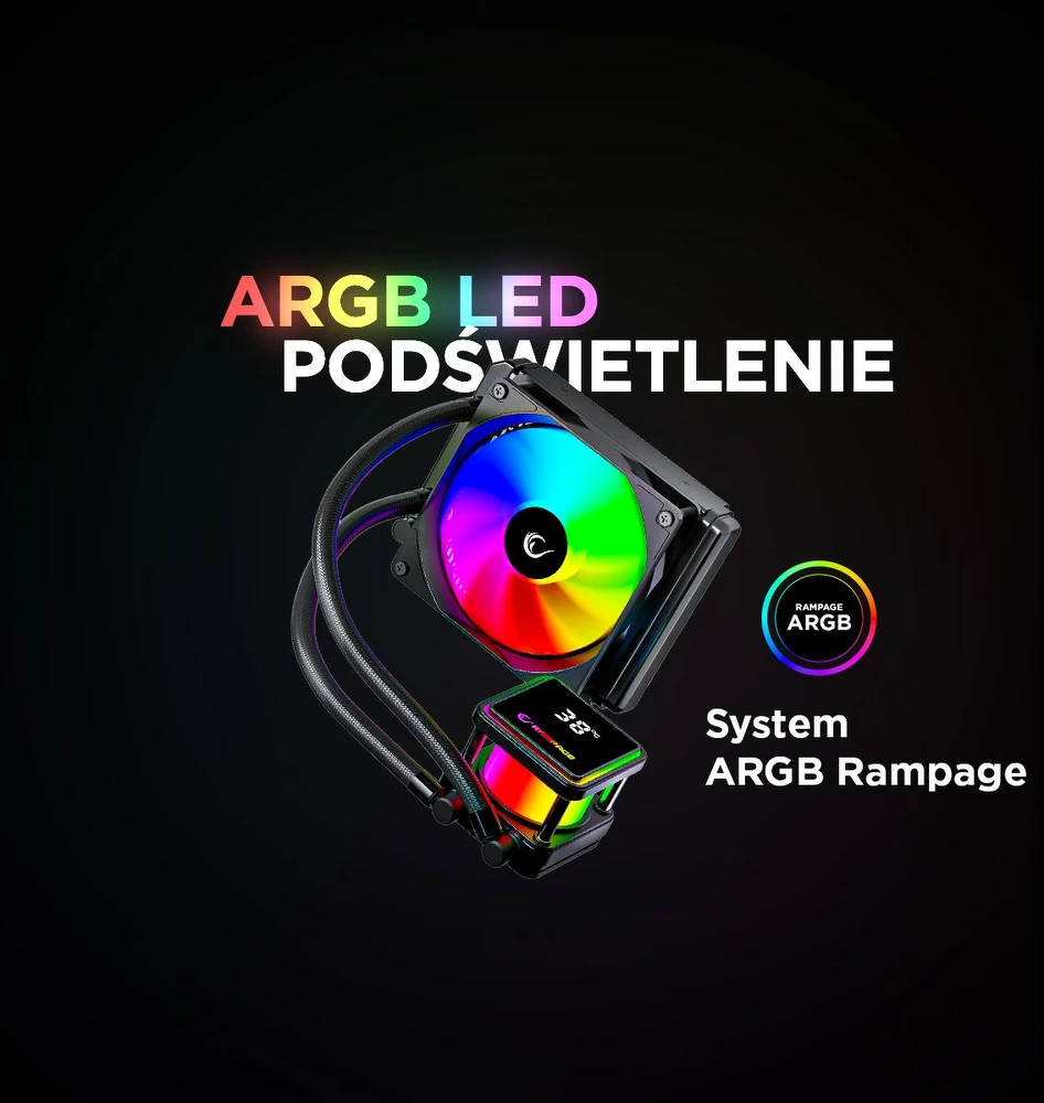 CPU aušintuvas RAMPAGE INFINITE V120 Baltas ARGB INTEL LGA1700/AMD AM5 120mm Liquid Cooler