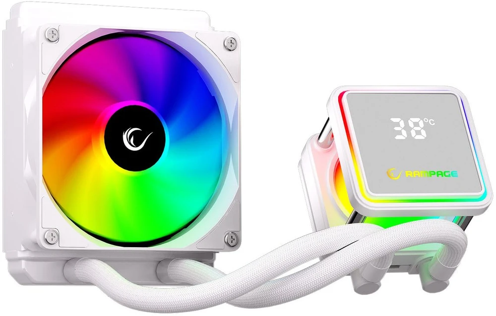 CPU aušintuvas RAMPAGE INFINITE V120 Baltas ARGB INTEL LGA1700/AMD AM5 120mm Liquid Cooler