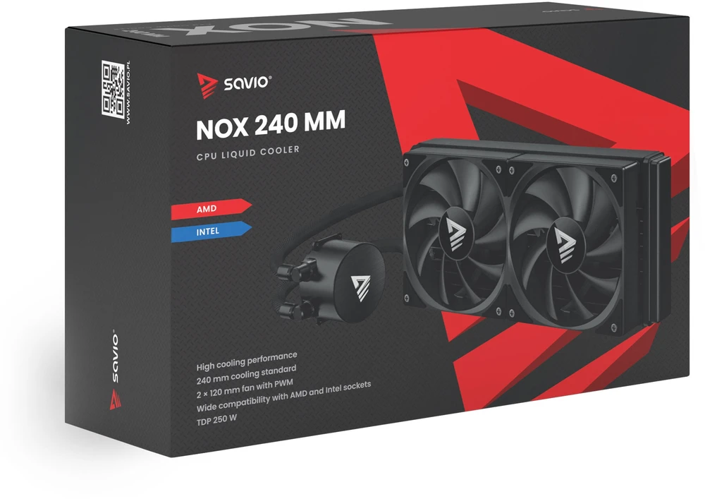 Savio NOX 240 mm procesoriaus skysčio aušinimo komplektas 12 cm Juodas 1 vnt.