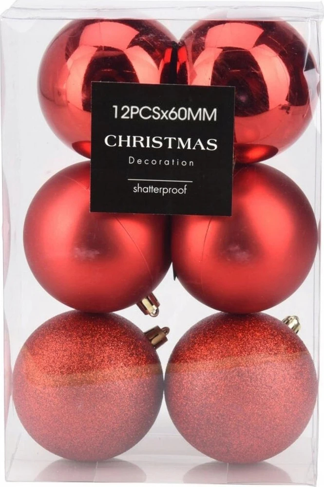 Christmas Decoration Kalėdiniai Žaislai Rinkinys 12 Vnt. Raudoni 6 cm