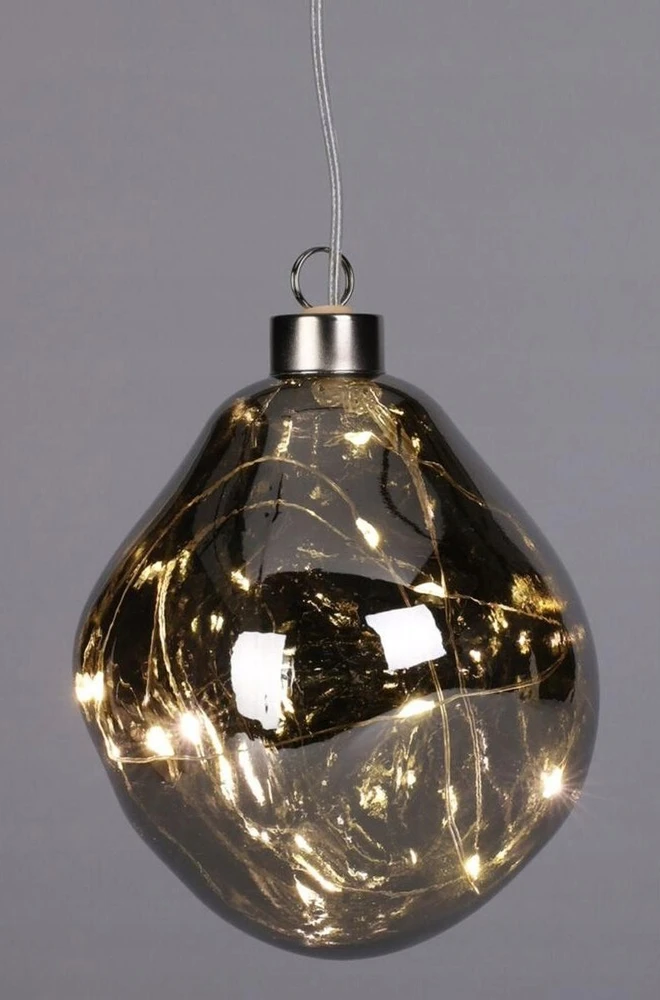 Christmas Decoration stiklinis LED lašo formos papuošalas 10cm