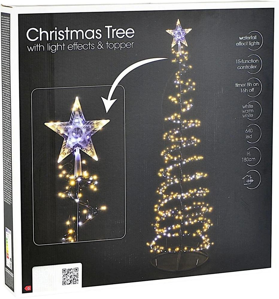 KOOPMAN Christmas decoration Choinka dekoracyjna 640LED WATERFALL180CM Juodas