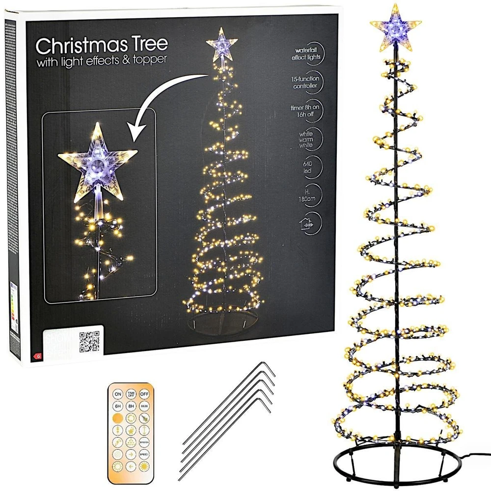 KOOPMAN Christmas decoration Choinka dekoracyjna 640LED WATERFALL180CM Juodas