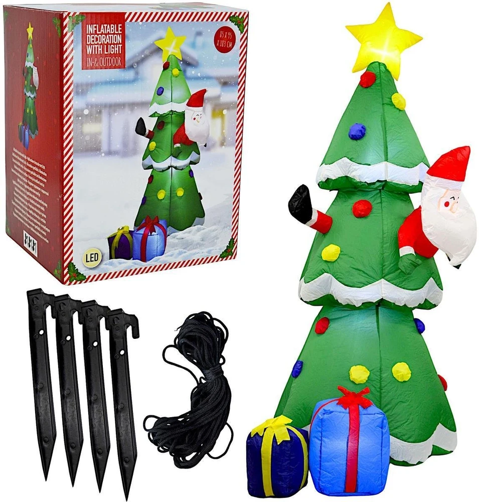Christmas Decoration Kalėdinė dekoracija Pripučiama savaime prisipučianti eglutė lauko 183 cm LED