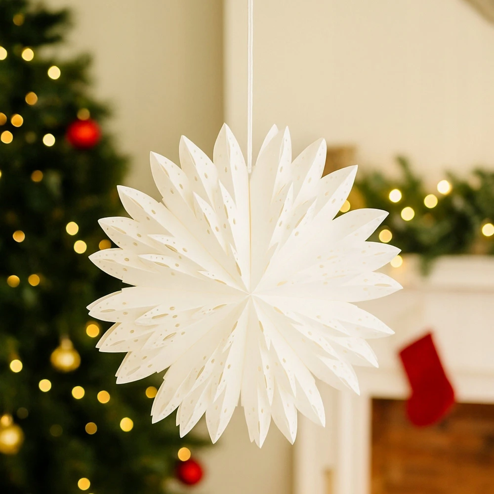 Christmas Decoration Kalėdinė dekoracija DEKORATYVINĖ ŽVAIGŽDĖ SNAIGĖ PAKABAMA POPIERINĖ 50CM BALTA 1067940