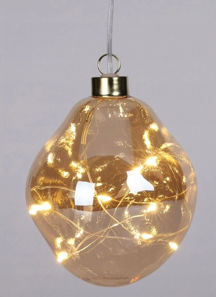 Christmas Decoration stiklinis lašo formos LED papuošalas 10 cm aukso