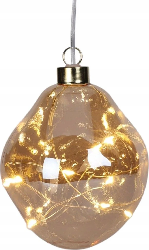 Christmas Decoration stiklinis lašo formos LED papuošalas 10 cm aukso