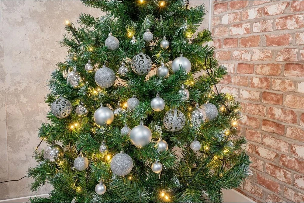 Christmas Decoration Plastikiniai sidabriniai kalėdiniai burbulai 6 cm