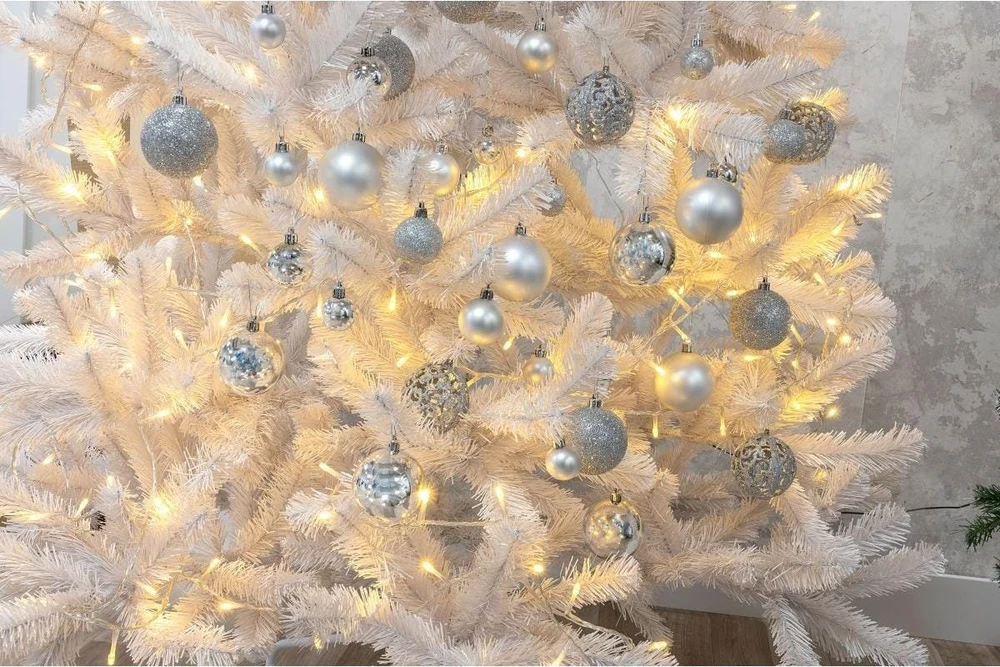 Christmas Decoration Plastikiniai sidabriniai kalėdiniai burbulai 6 cm