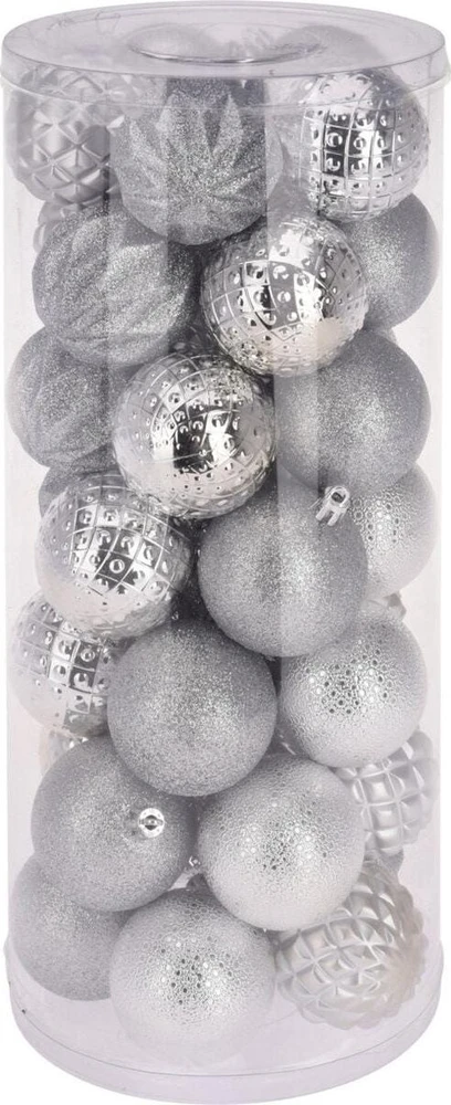 Christmas Decoration Plastikiniai sidabriniai kalėdiniai burbulai 6 cm