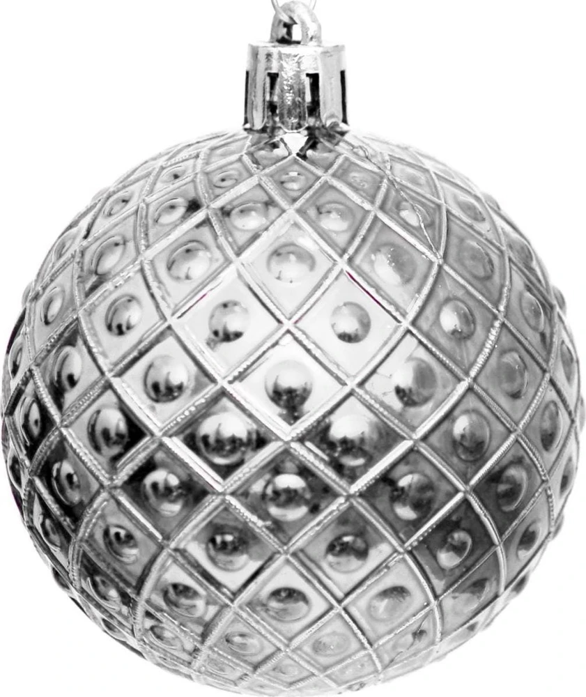 Christmas Decoration Plastikiniai sidabriniai kalėdiniai burbulai 6 cm