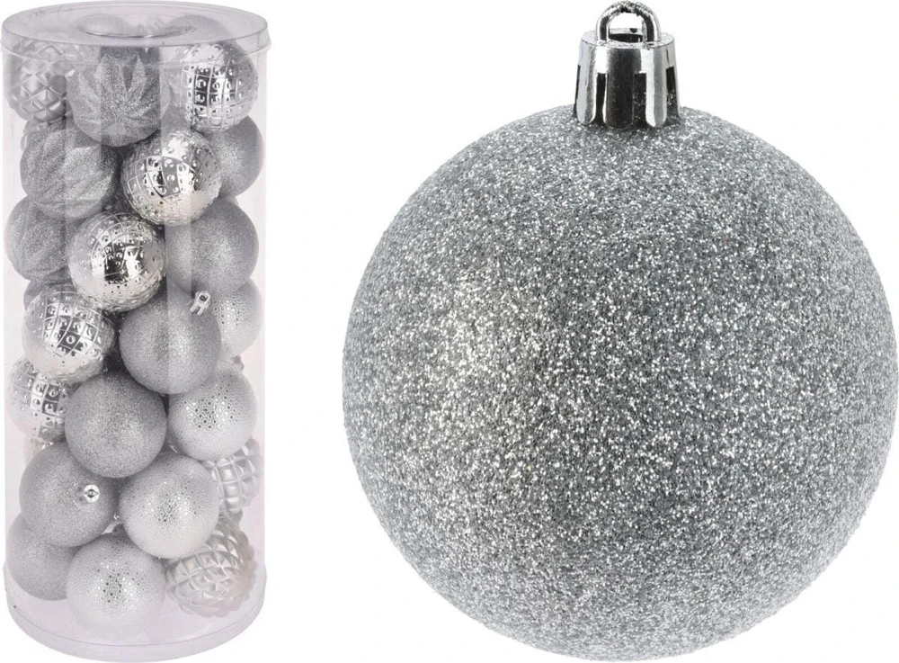 Christmas Decoration Plastikiniai sidabriniai kalėdiniai burbulai 6 cm