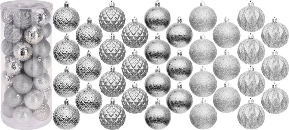 Christmas Decoration Plastikiniai sidabriniai kalėdiniai burbulai 6 cm