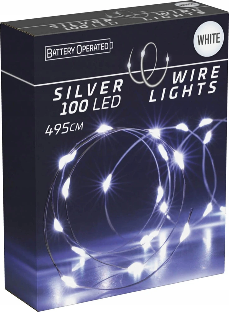 Christmas Decoration BATTERIJOMIS VEIKIANČIOS LAIDINĖS LEMPUTĖS GIRLANDA 100 LED ŠALTO BALTA