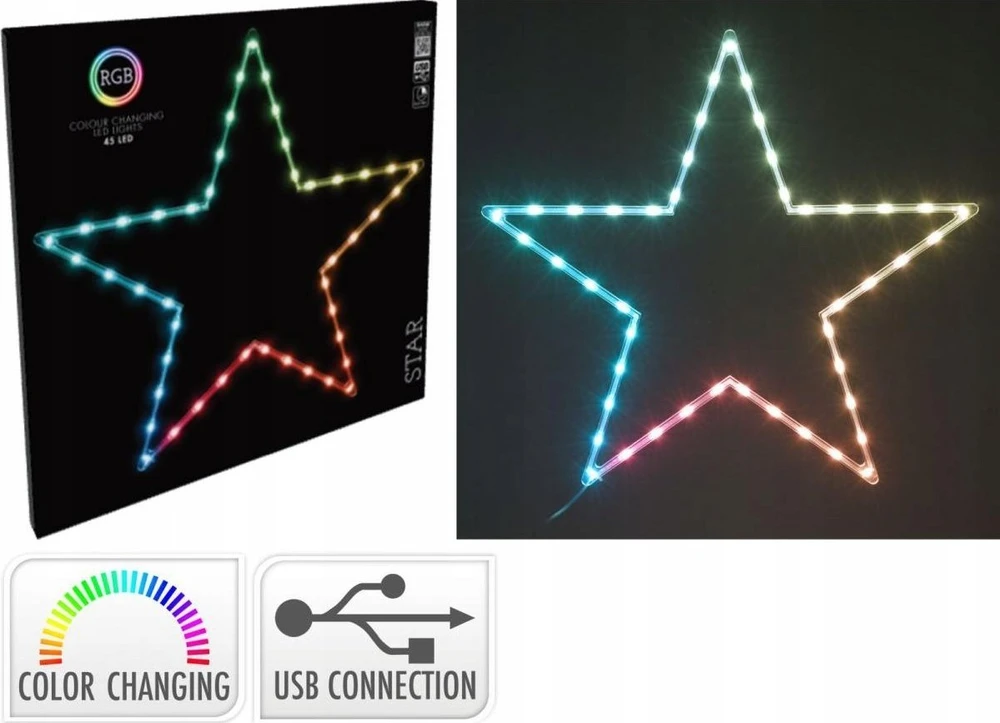 None Kabanti kaboji žvaigždės lemputė su 45 LED RGB