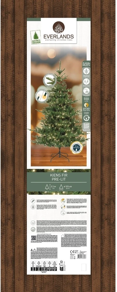 None Nežinomas Dirbtinė Kalėdų eglutė Kiens Fir 670280, 210 cm, su LED
