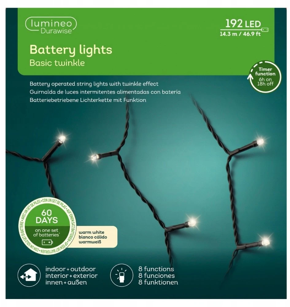 Christmas_To Lumineo Durawise string lights. 497161. 14.3 m. warm baltas. 192 LED