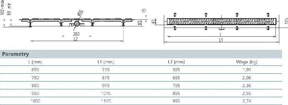 Chudej Linear grindų kanalizacija 750mm Klasik / Grindų blizgesys
