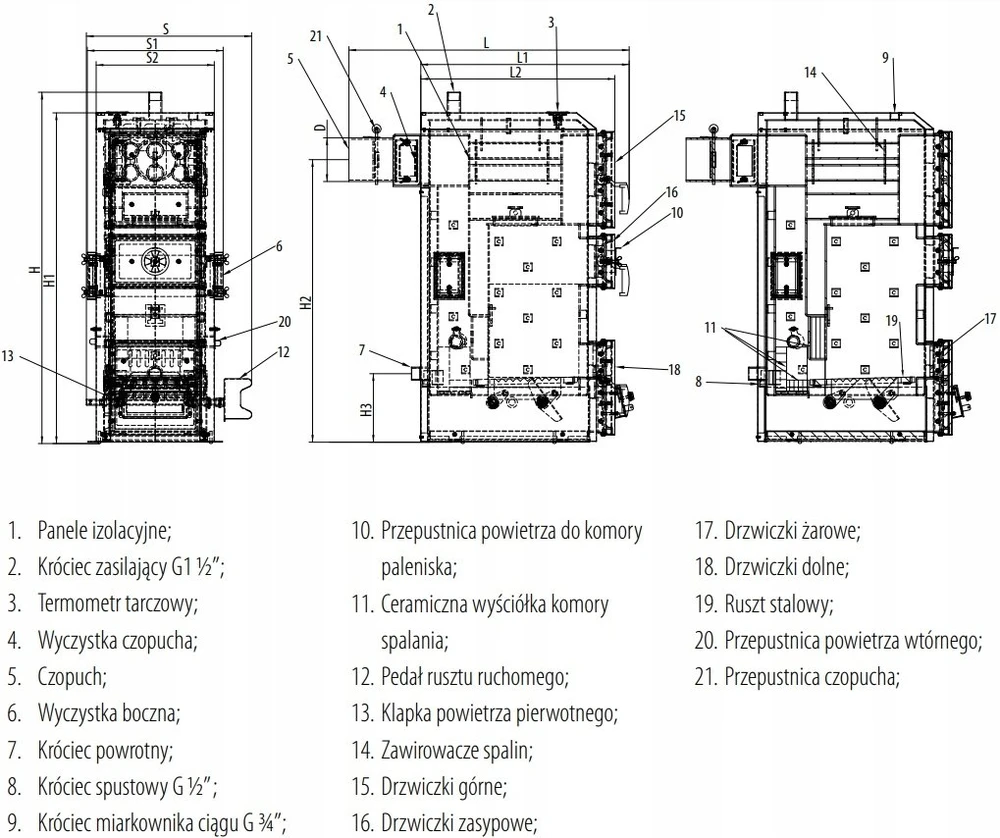 Cichewicz Koty Cichewicz Katilai Medienos dujinimo katilas Retro 20 kW [5 klasė / Eko-projektas]