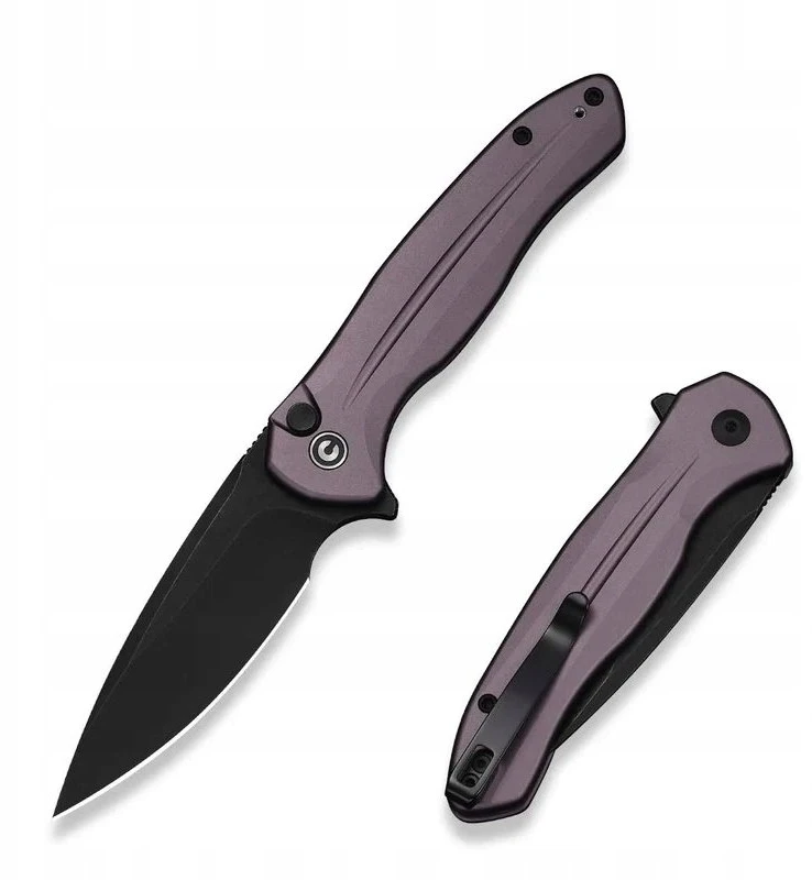 CIVIVI Button Lock Kitefin peilis, violetinės spalvos aliuminio rankena, 14C28N plienas