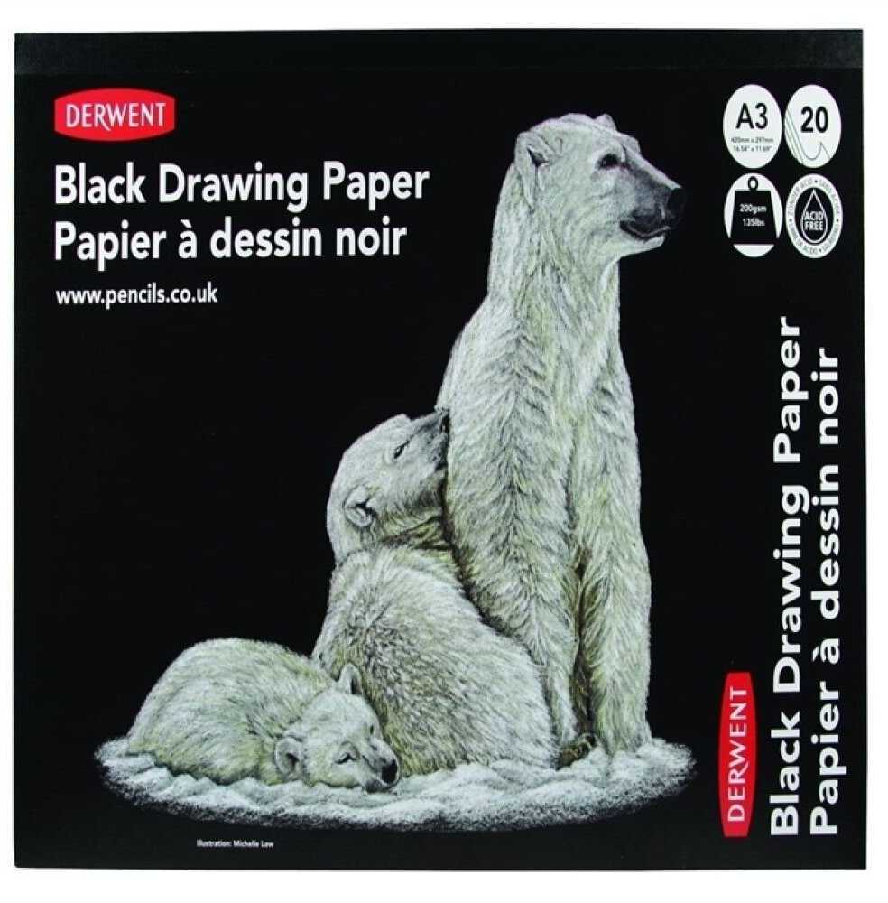Clairefontaine Derwent Juodas Drawing Paper A3 - 200gram - 20 arkuszy