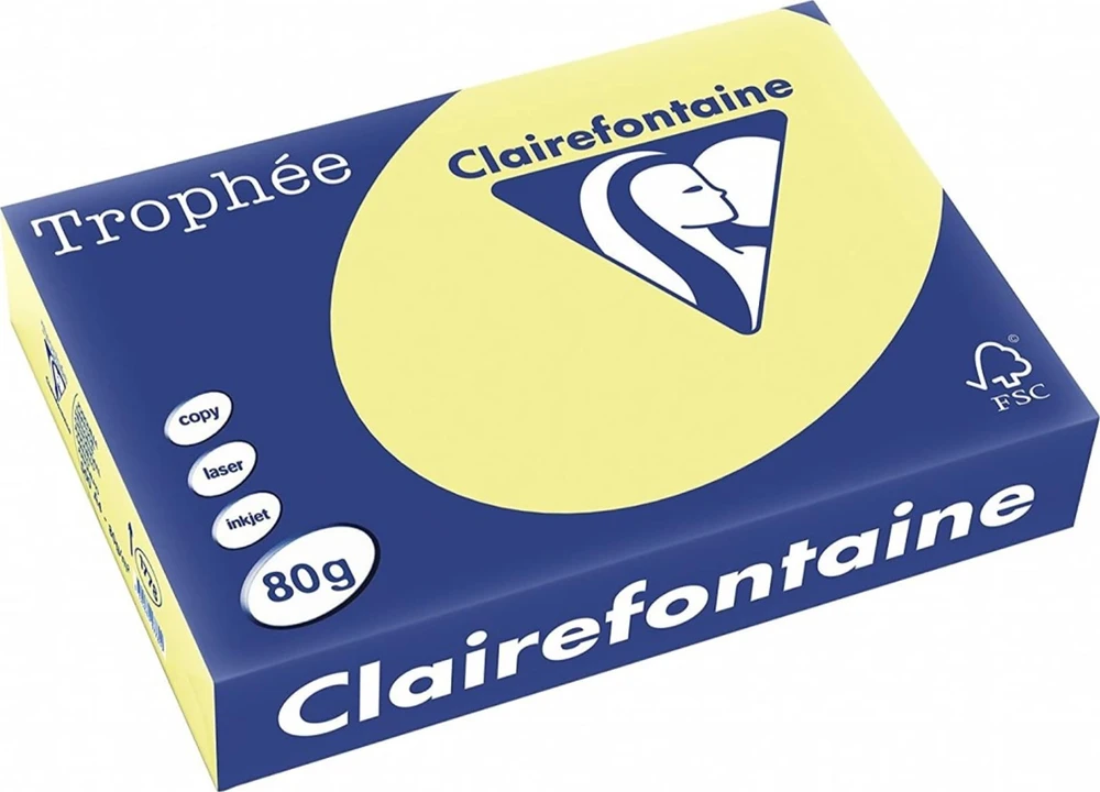 Clairefontaine Trophée A4, kopijavimo popierius, A4 (210 x 297 mm), 80 g/m², geltona, FSC