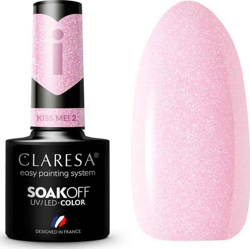 Activeshop Gelinis nagų lakas Claresa Soak Off Kiss Me! Nr.2 rožinis, 5 g