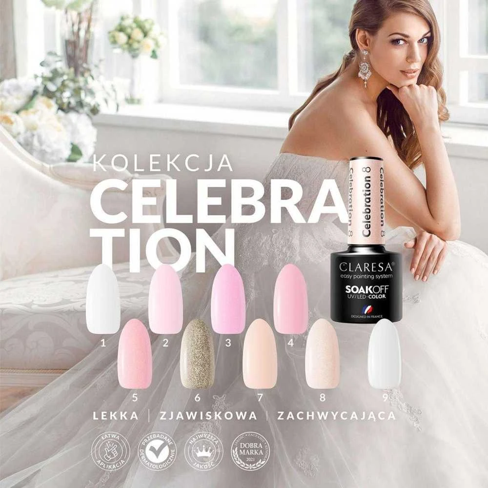 Activeshop Ilgalaikis hibridinis nagų lakas Claresa celebration4, 5g.