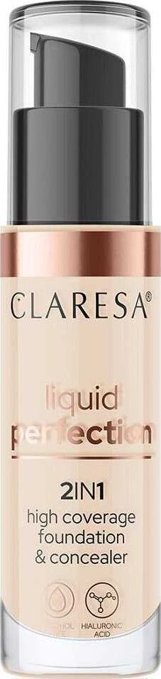 Claresa Liquid Perfection 2in1 High Coverage Foundation & Maskuoklis 34g 102 Warm Medium, 34 g