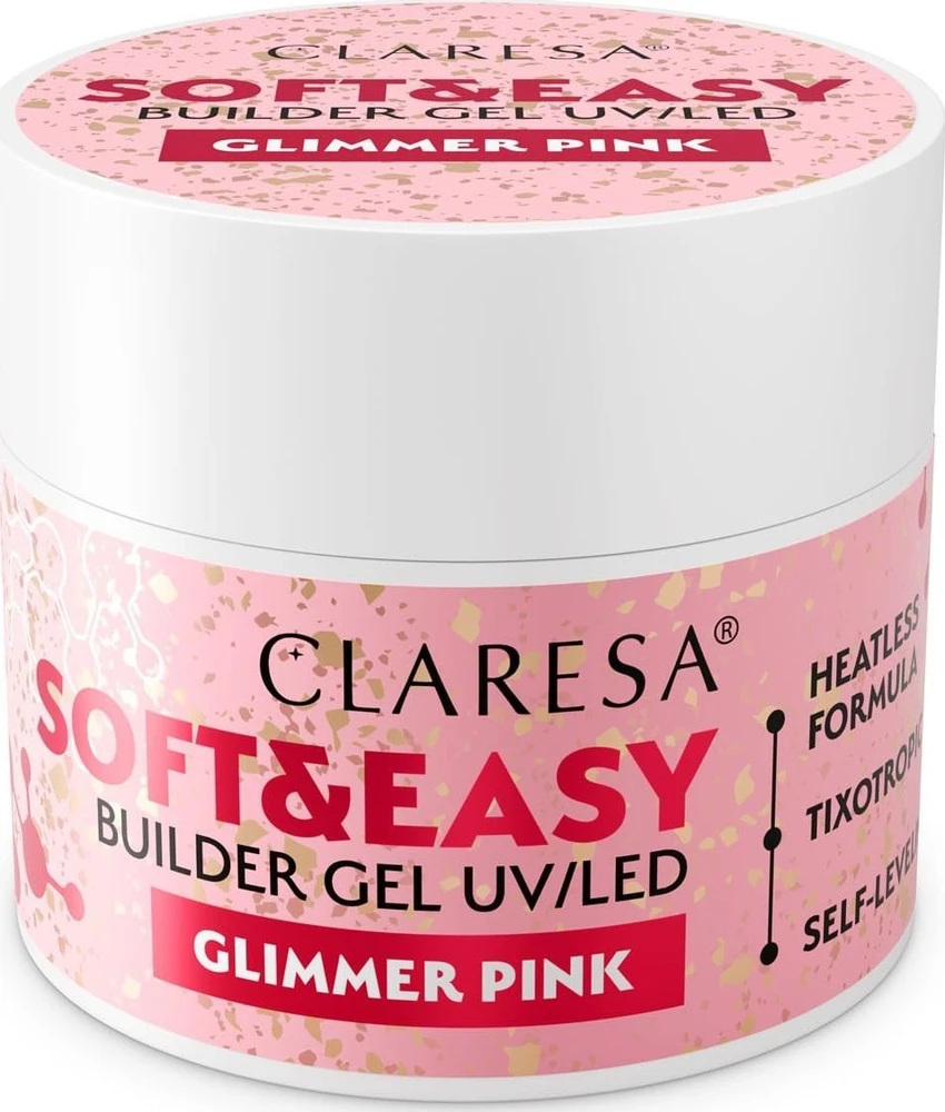 Claresa CLARESA N Soft&Easy Builder nagų lakas, blizgantis rožinis, 90 g
