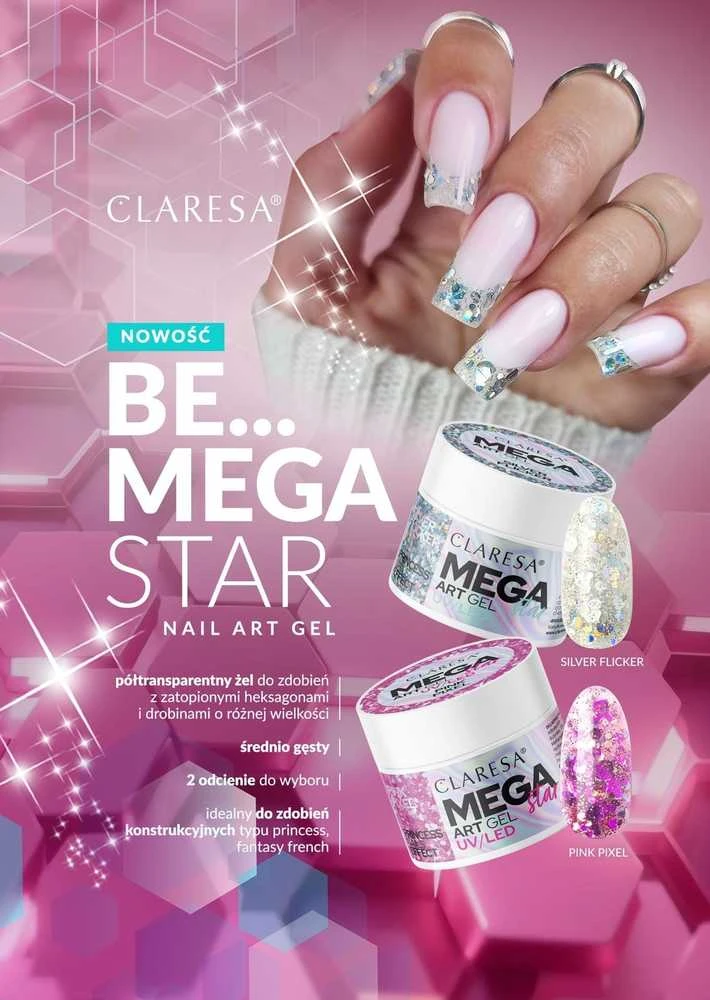 Claresa MegaStar Art Gel Rožinė Pixel, 10 g