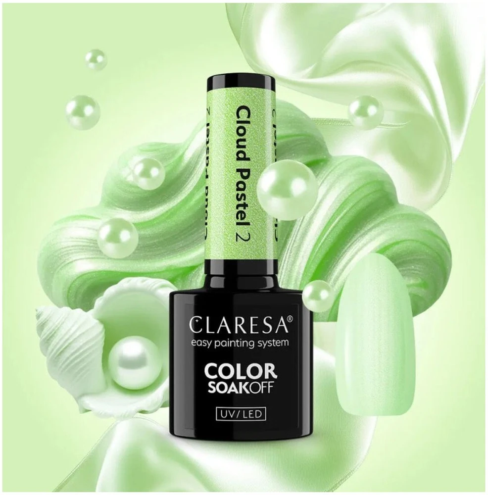 Claresa Spalvotas, išsisklaidantis UV/LED hibridinis lakas „Cloud Pastel“, 2,5 g