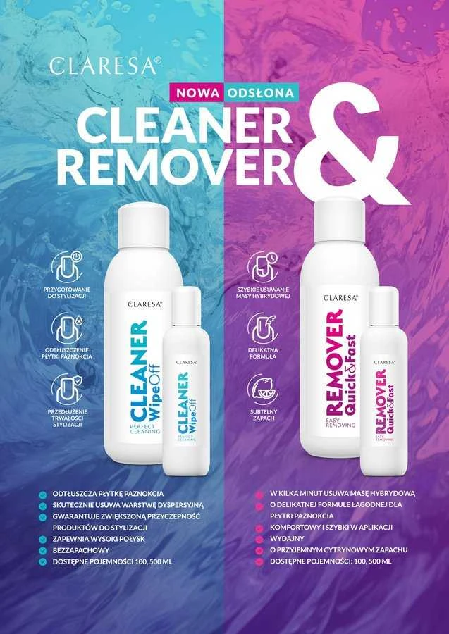 Claresa Nagų riebalų šalinimo priemonė „Cleaner Wipe Off“, 100 ml