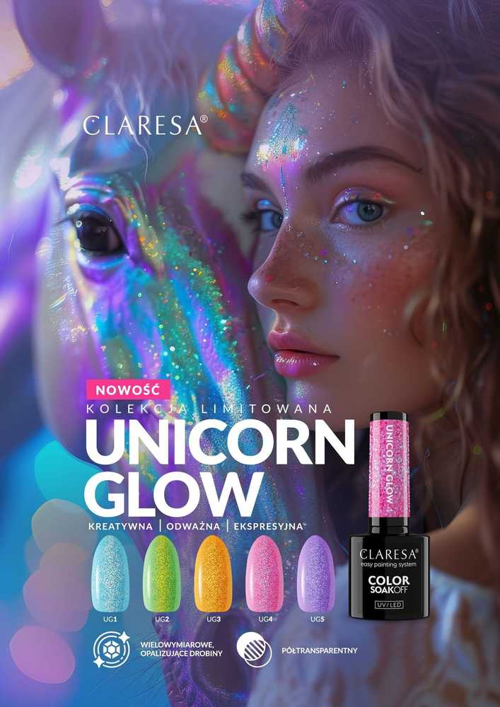 CLARESA N Hibridinis nagų lakas Unicorn Glow 02 5 g