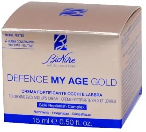 BioNike Defence My Age Gold tvirtinantis ir lyginantis rytinis ir vakarinis paakių kremas, 15 ml