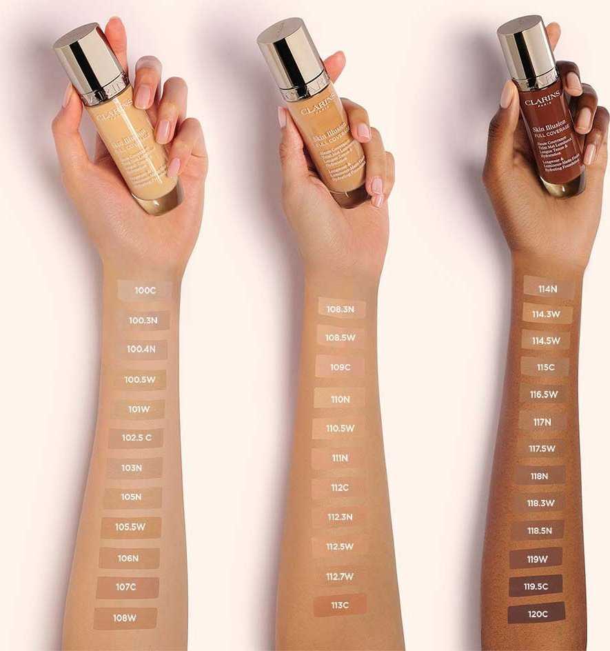 Clarins „Skin Illusion“ atsparus vandeniui skystas makiažo pagrindas su matiniu efektu 107C, 28 ml