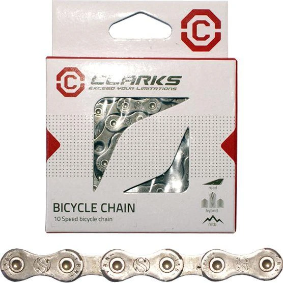 Clarks dviračio grandinė CLARK'S YBN C10 SHIMANO CAMPAGNOLO SRAM (10 pavarų, CP 1/2''x11/128'', ilgis 116 grandžių, plotis 5,9 mm, grandinės grandis) Standartinė sidabrinė