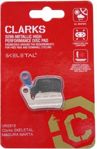 Clarks Stabdžių kaladėlės MAGURA (Marta 2002-2008, Marta SL) CLARKS (EXO, Skeletal) pusiau metalinės