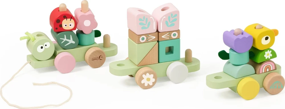 Classic World medinė Montessori Gąsienicos traukinys su 27 detalėmis