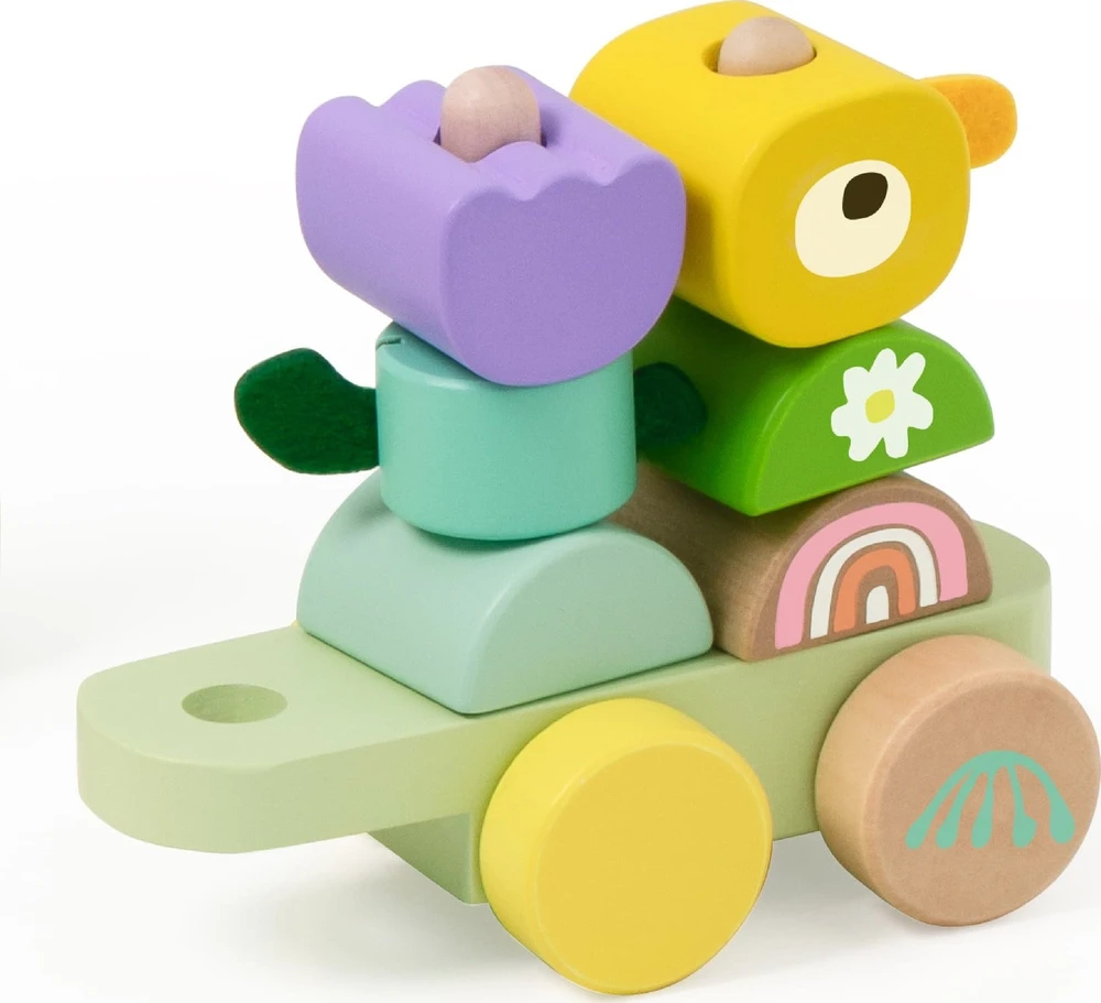 Classic World medinė Montessori Gąsienicos traukinys su 27 detalėmis